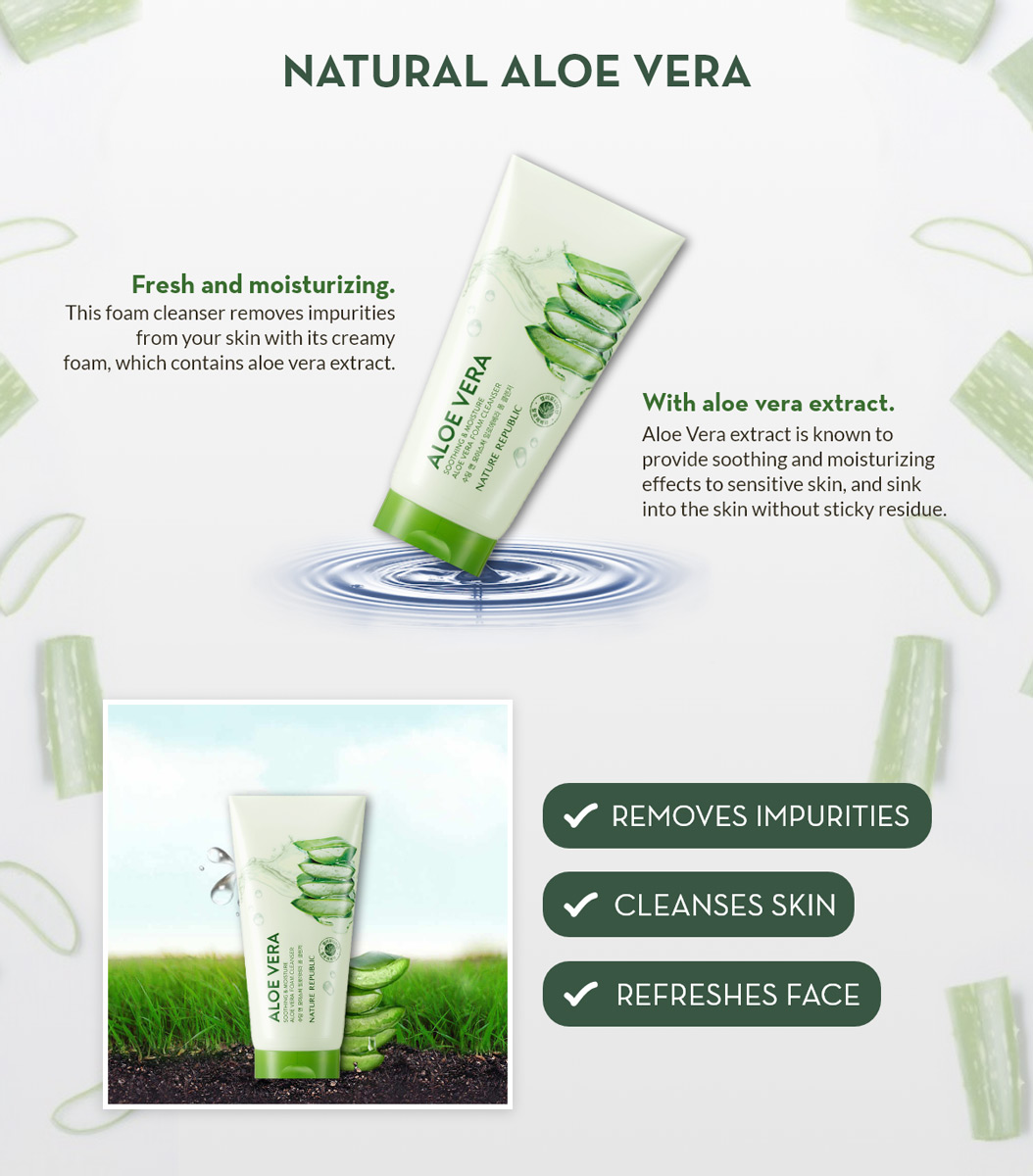 Sữa Rửa Mặt Lô Hội Dưỡng Ẩm Da Nature Republic Soothing & Moisture Aloe Vera Foam Cleanser 150ml hiện đã có mặt tại Hasaki.