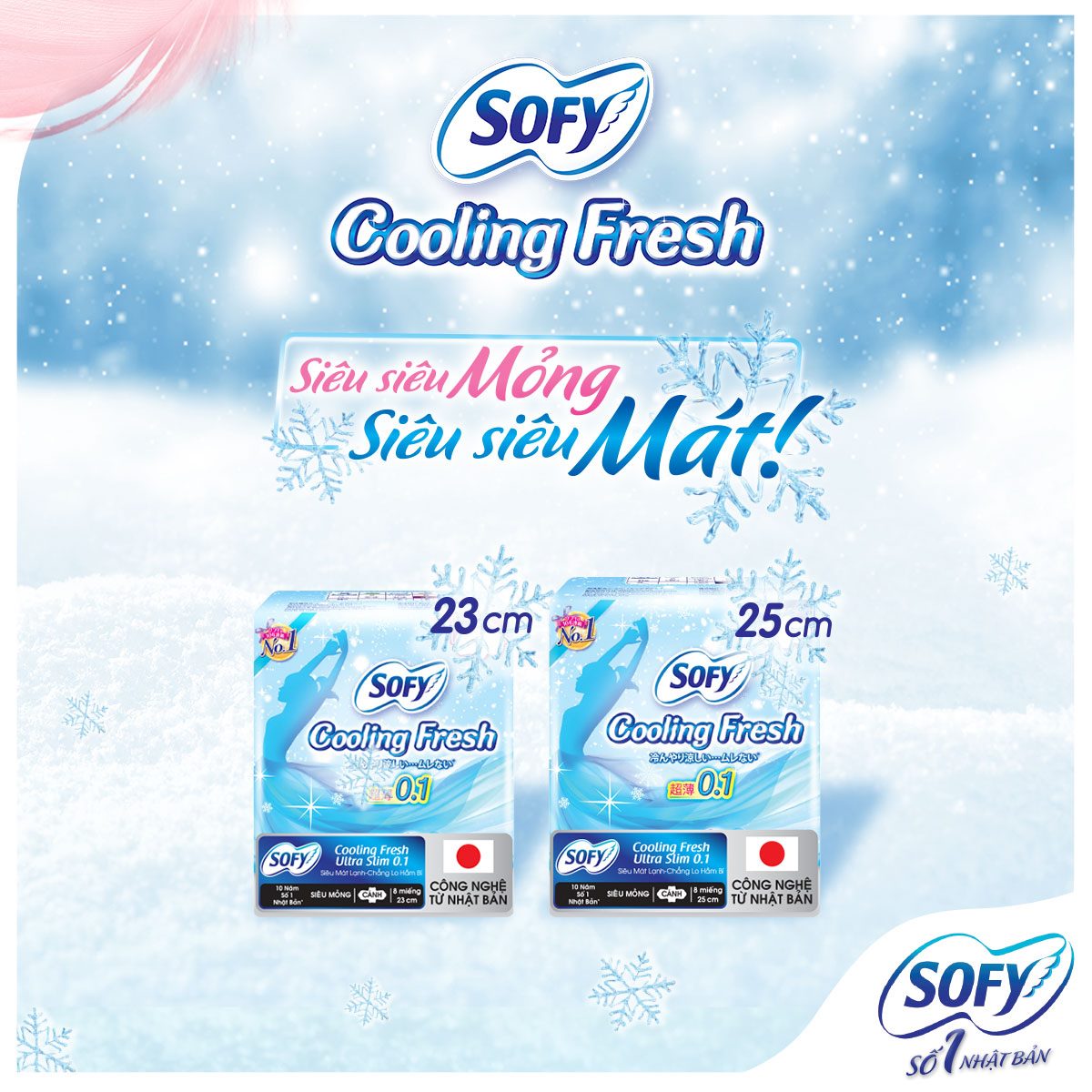 Băng Vệ Sinh Sofy Cooling Fresh Ultra Slim 0.1 Siêu Mỏng Cánh 23cm