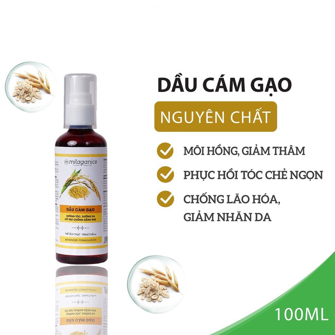 Dầu Cám Gạo Milaganics Dưỡng Da, Dưỡng Tóc, Dưỡng Môi 100ml hiện đã có mặt tại Hasaki.