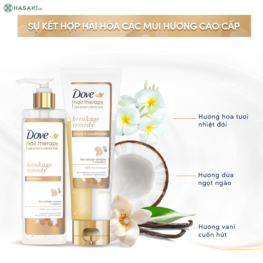 Dầu Gội Dove Hair Therapy Breakage Remedy Shampoo 380ml với sự kết hợp hài hoà các mùi hương cao cấp.