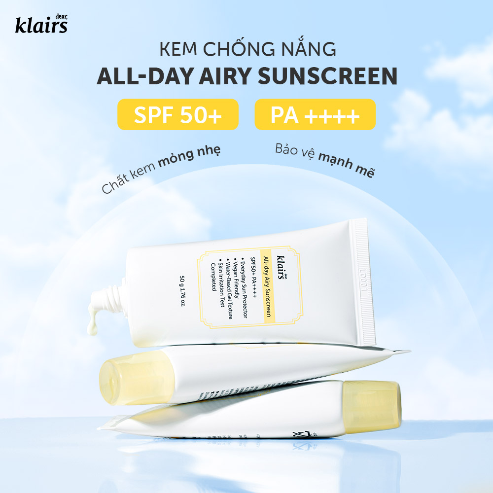 Kem Chống Nắng Dear,Klairs All-day Airy Sunscreen SPF50+ PA++++