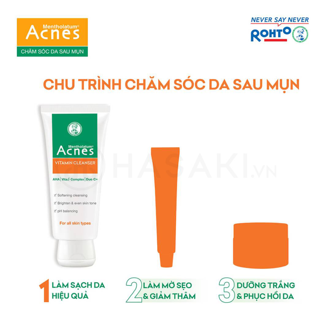 Sử dụng Kem Rửa Mặt Acnes Vitamin Cleanser thường xuyên giúp phục hồi làn da sau mụn nhanh hơn.