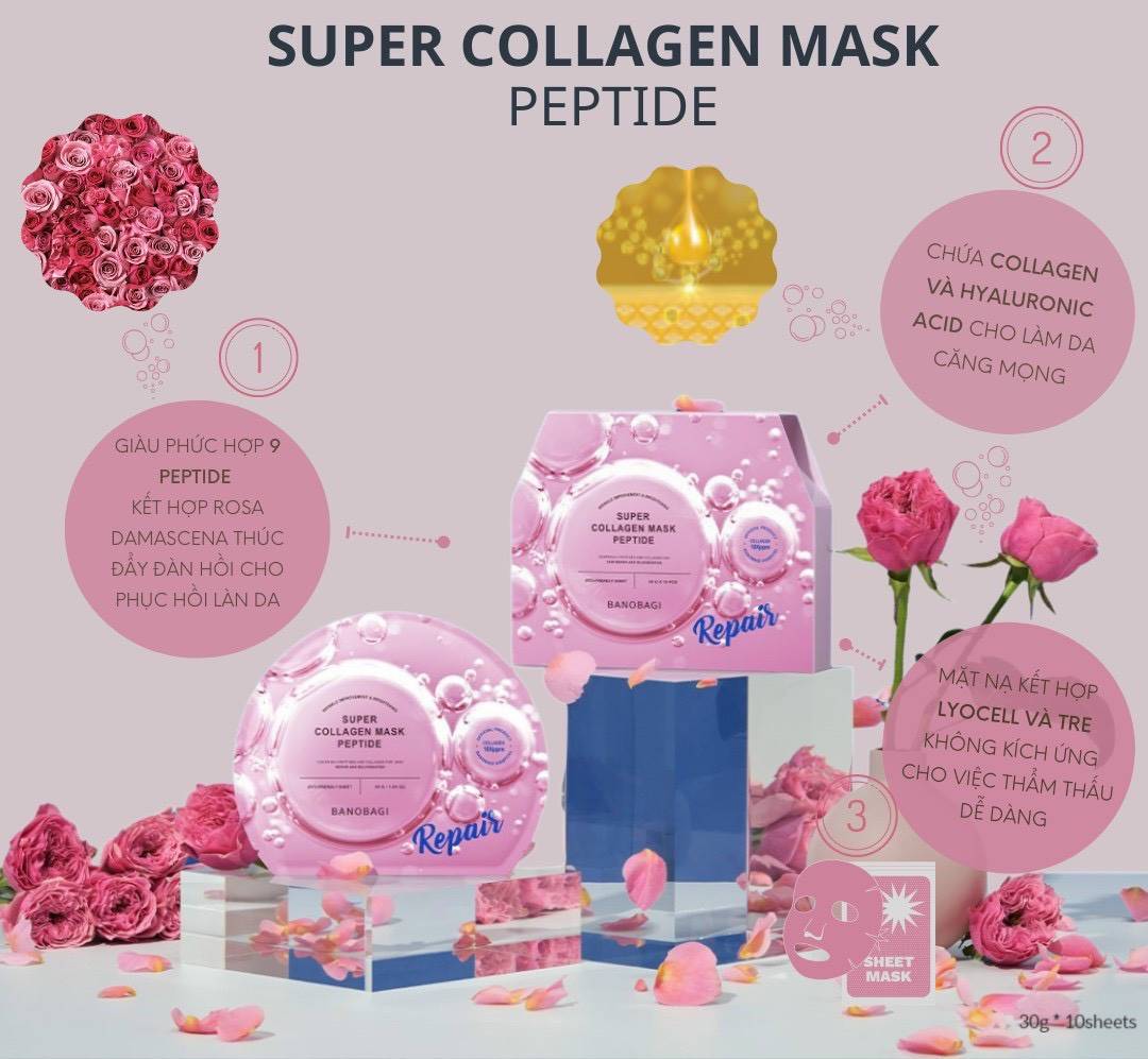 Mặt Nạ Hỗ Trợ Phục Hồi Da Banobagi Super Collagen Mask Peptide Repair
