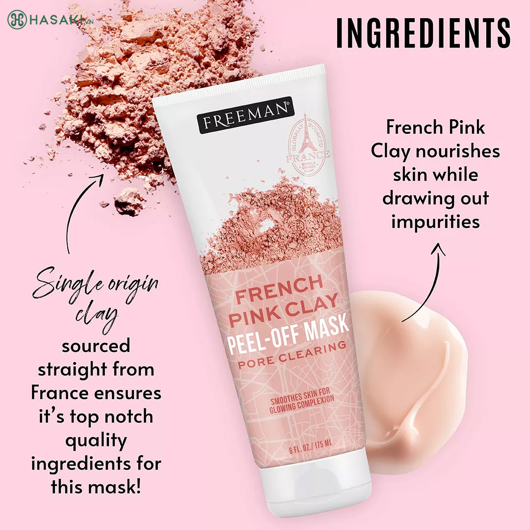 Mặt Nạ Lột Đất Sét Hồng Pháp Làm Sạch Sâu Da Freeman Pore Clearing French Pink Clay Peel-Off Mask 175ml