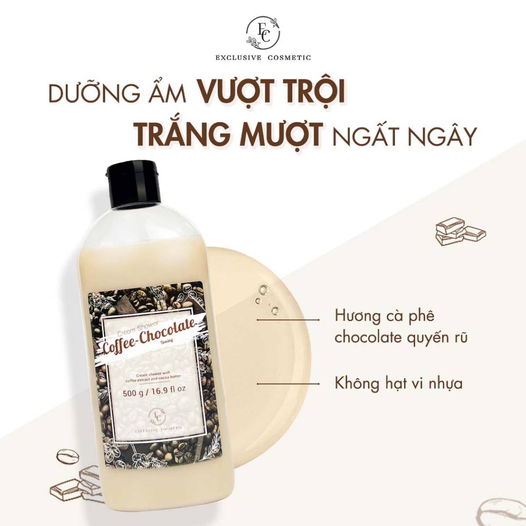 Sữa Tắm Chống Oxy Hóa & Dưỡng Ẩm Exclusive Cosmetic Cream Shower Coffee Chocolate 500g