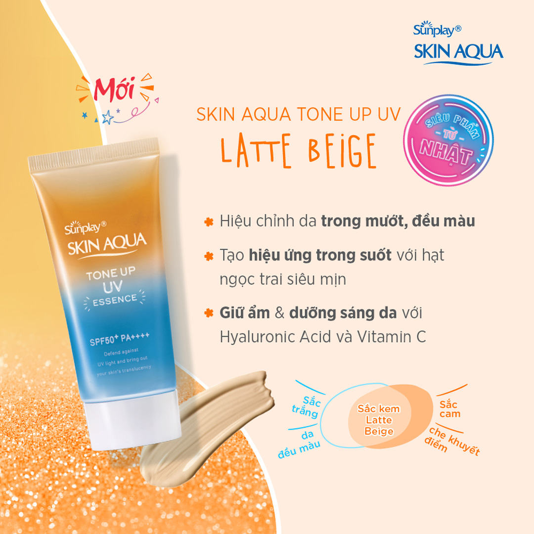 Tinh Chất Chống Nắng Hiệu Chỉnh Sắc Da Sunplay Skin Aqua Tone Up UV Essence Latte Beige SPF50+ PA++++