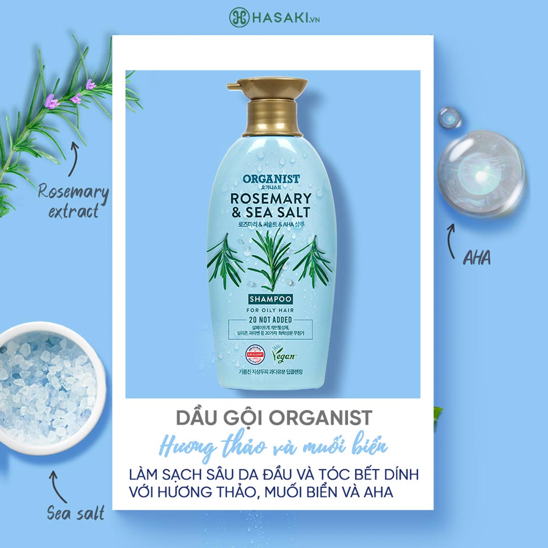 Dầu Gội Elastine Organist Rosemary and Sea Salt Deep Cleansing Shampoo 500ml