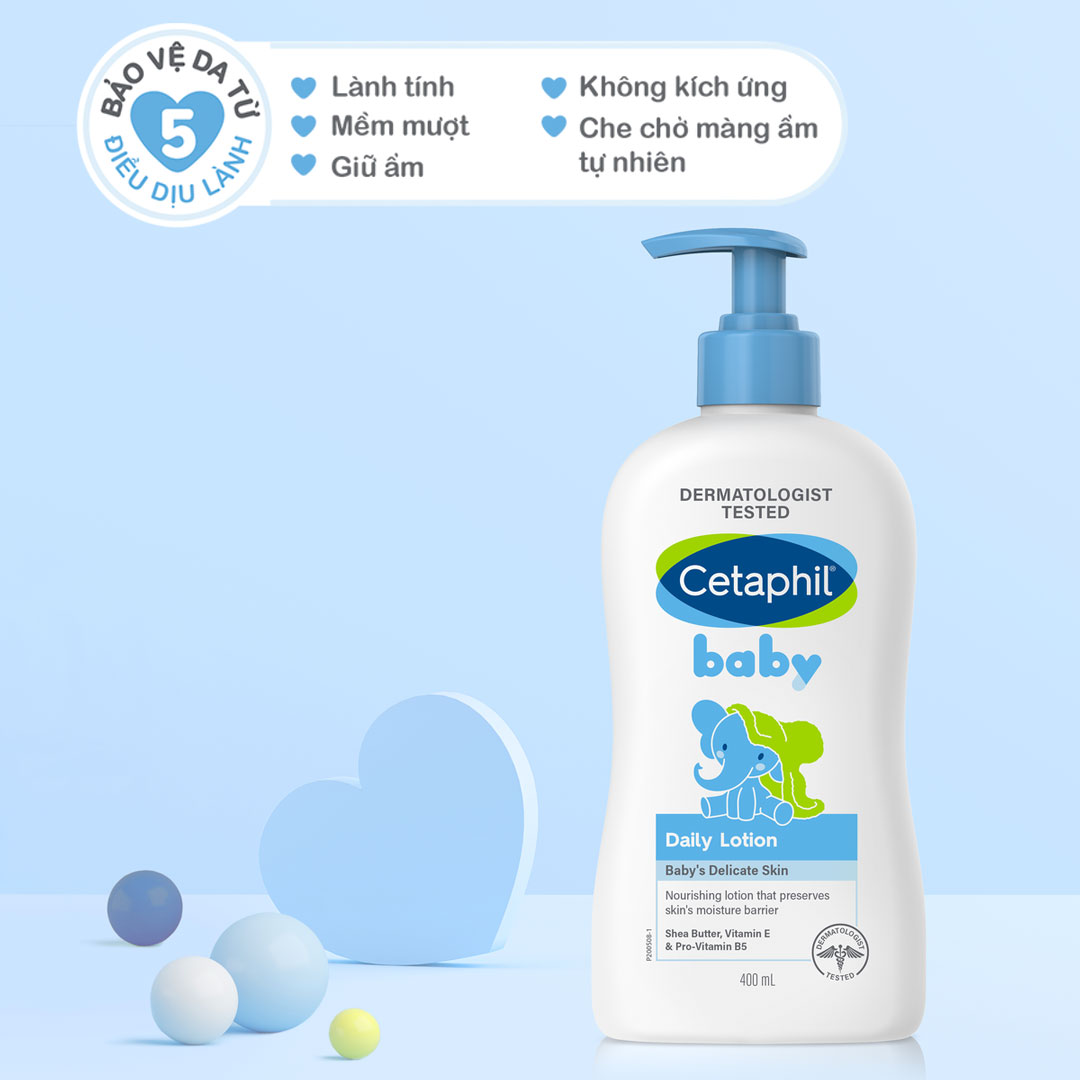 Sữa dưỡng ẩm Cetaphil được thiết kế dành riêng cho làn da nhạy cảm của bé.