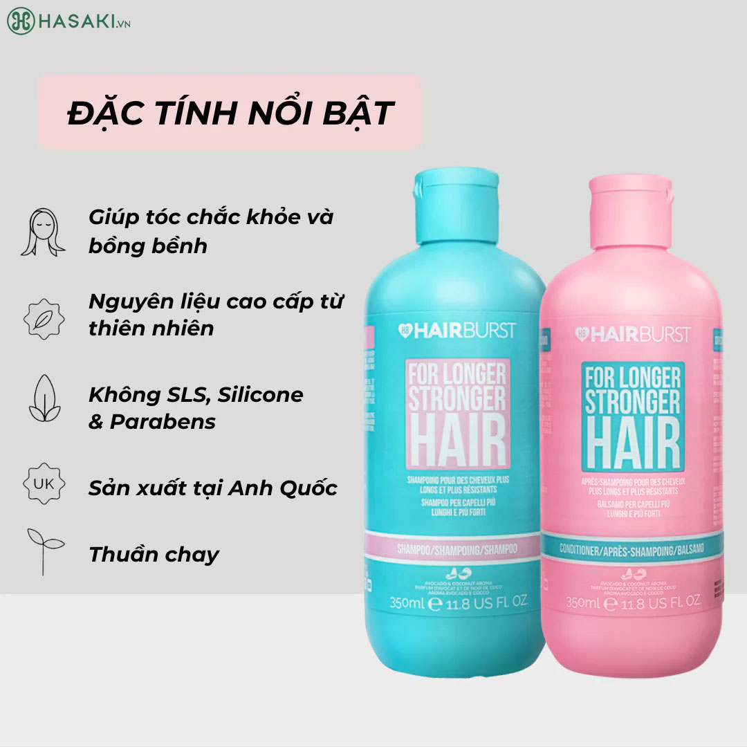 Set Gội Xả Hairburst Avocado & Coconut For Longer Stronger Hair Shampoo & Conditioner