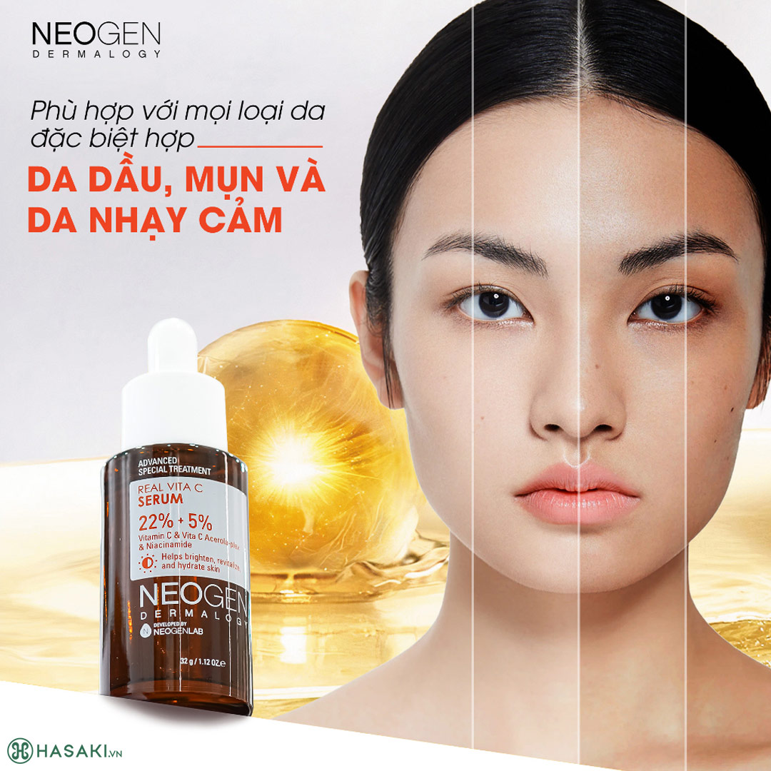 Serum Neogen Dermalogy Dưỡng Sáng Mờ Thâm 32g đặc biệt phù hợp cho da dầu, mụn và nhạy cảm.