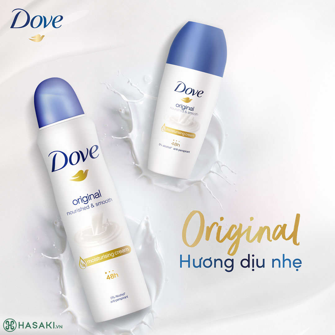 Xịt Khử Mùi Dove Dưỡng Da Sáng Mịn Hương Dịu Nhẹ 150ml - Original Nourished & Smooth