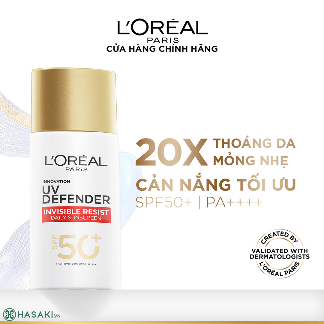 Sản phẩm Kem Chống Nắng L’Oreal Paris UV Defender Serum Invisible Resist SPF50+ PA++++ X20 hiện đã có mặt tại Hasaki 