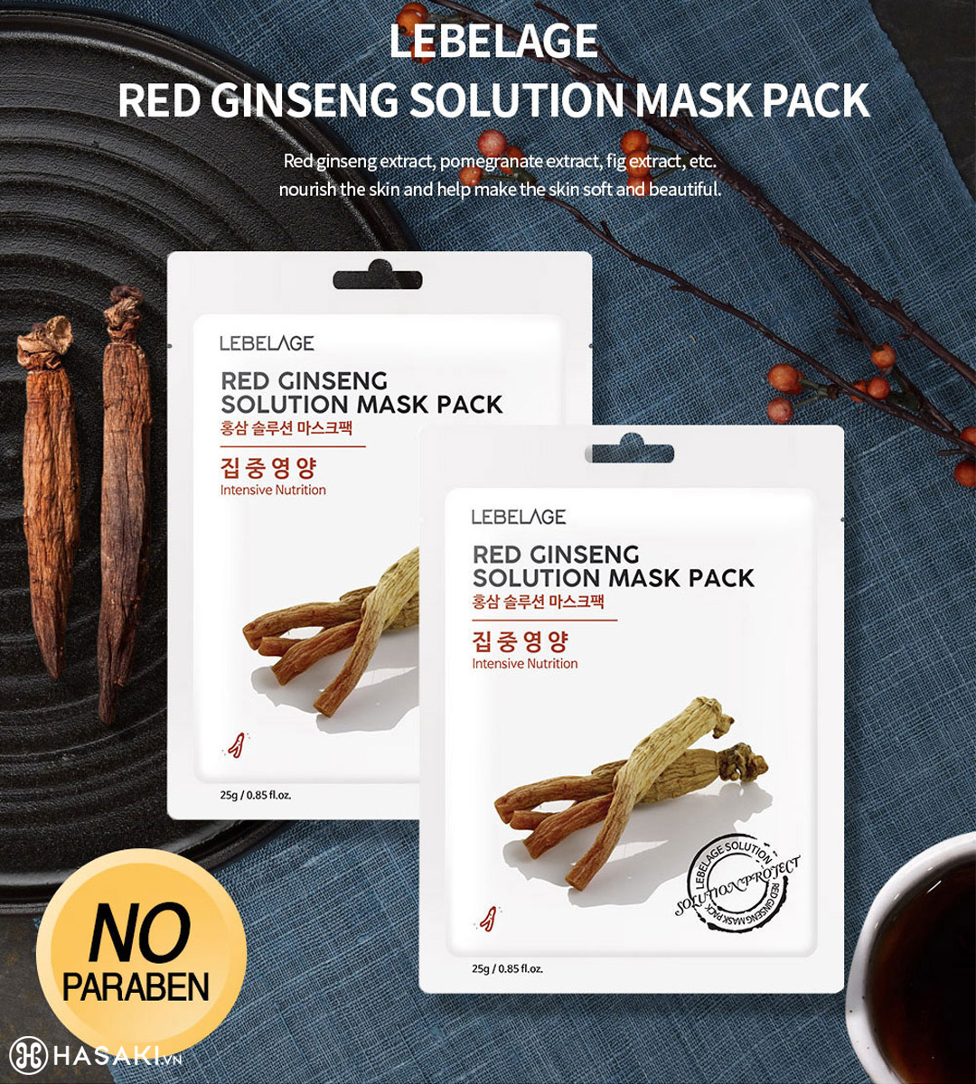 Sản phẩm Mặt Nạ Lebelage Red Ginseng Solution Mask Pack Hồng Sâm Dưỡng Mịn Màng, Se Lỗ Chân Lông 25g hiện đã có mặt tại Hasaki