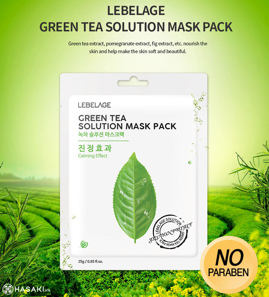 Sản phẩm Mặt Nạ Lebelage Green Tea Solution Mask Pack Trà Xanh Chống Oxy Hóa, Dưỡng Sáng Da 25g hiện đã có mặt tại Hasaki