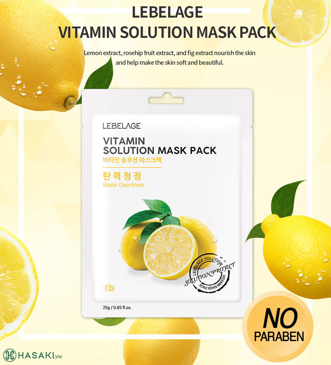 Sản phẩm Mặt Nạ Lebelage Vitamin Solution Mask Pack Trái Chanh Dưỡng Mịn Màng, Cấp Ẩm Tối Ưu 25g hiện đã có mặt tại Hasaki