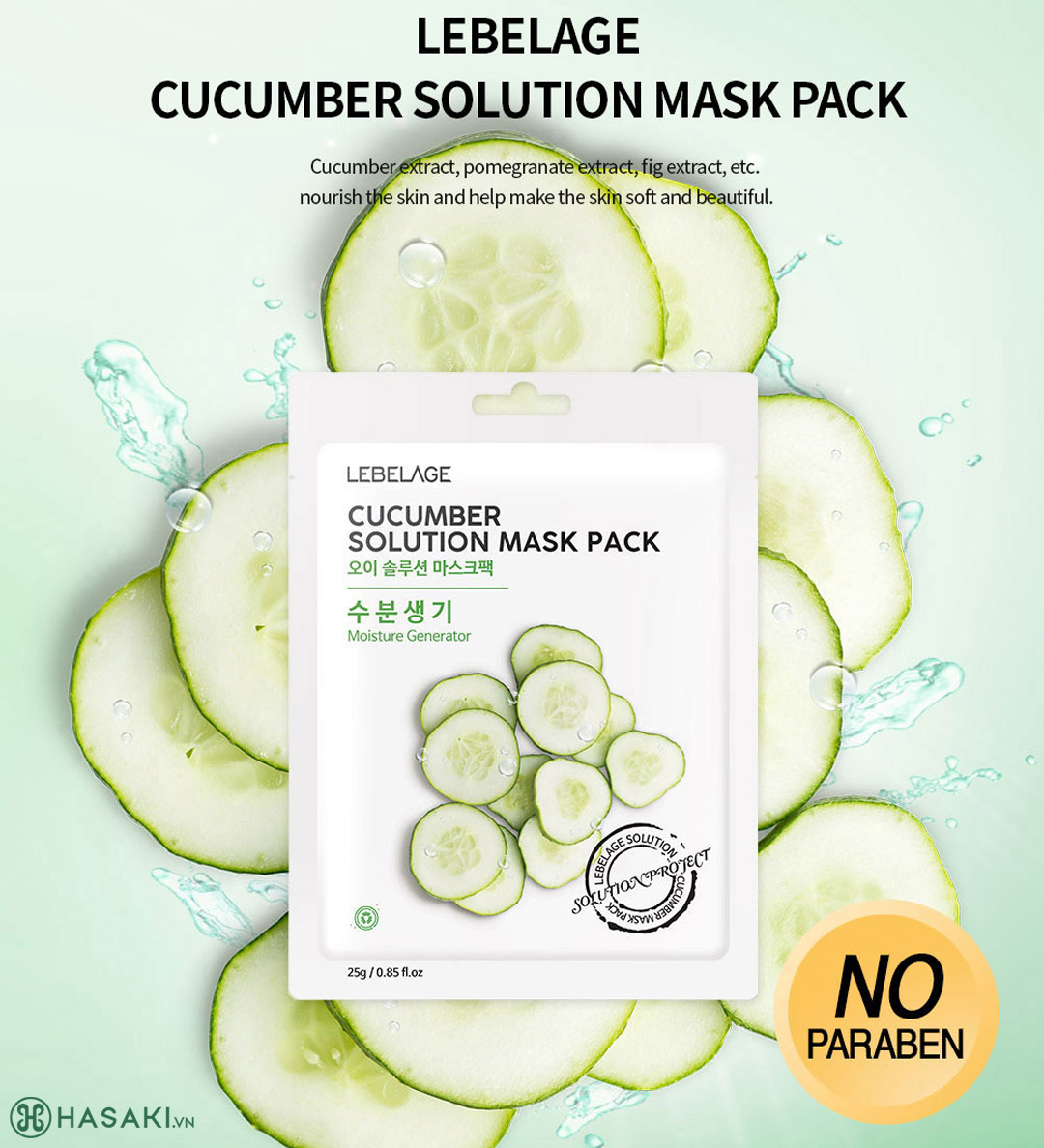 Sản phẩm Mặt Nạ Lebelage Cucumber Solution Mask Pack Dưa Leo Cấp Ẩm, Làm Mịn Da 25g hiện đã có mặt tại Hasaki 