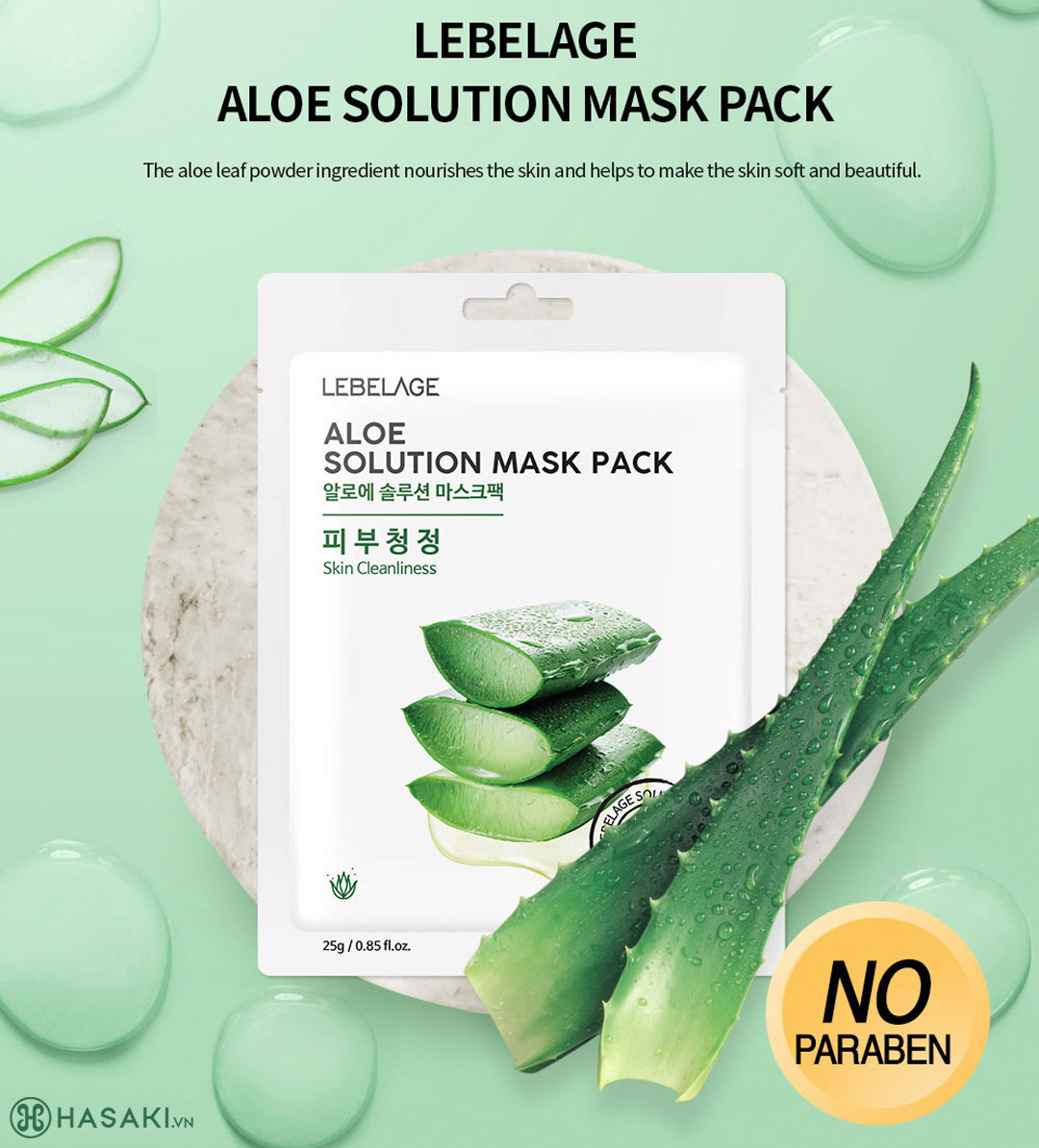 Sản phẩm Mặt Nạ Lebelage Aloe Solution Mask Pack Lô Hội Dưỡng Da Mịn Màng, Rạng Rỡ 25g hiện đã có mặt tại Hasaki 