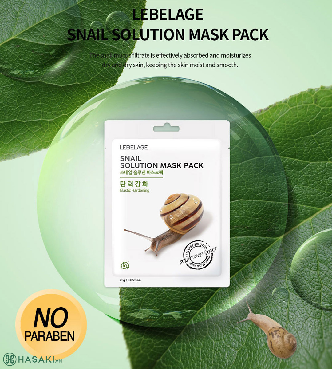 Sản phẩm Mặt Nạ Lebelage Snail Solution Mask Pack Ốc Sên Dưỡng Ẩm Da, Tăng Độ Đàn Hồi 25g hiện đã có mặt tại Hasaki 