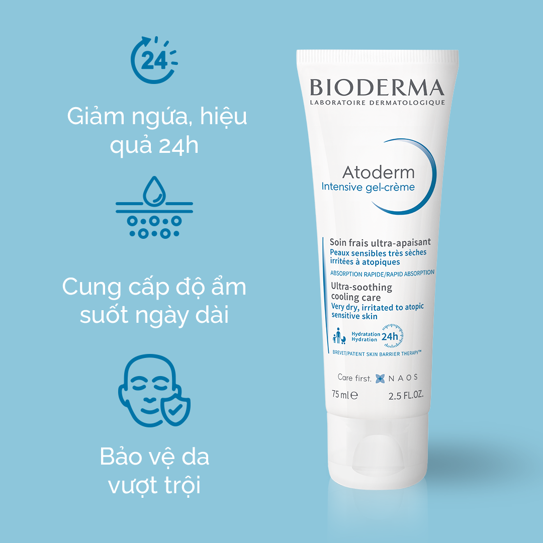 Gel Dưỡng Ẩm Bioderma Làm Dịu Cho Da Rất Khô 75ml Atoderm Intensive gel-crème