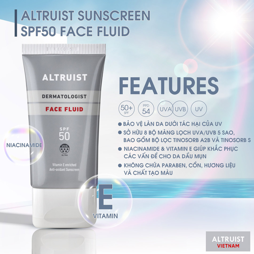 Kem Chống Nắng Altruist Sunscreen Face Fluid SPF 50 UVA 50ml