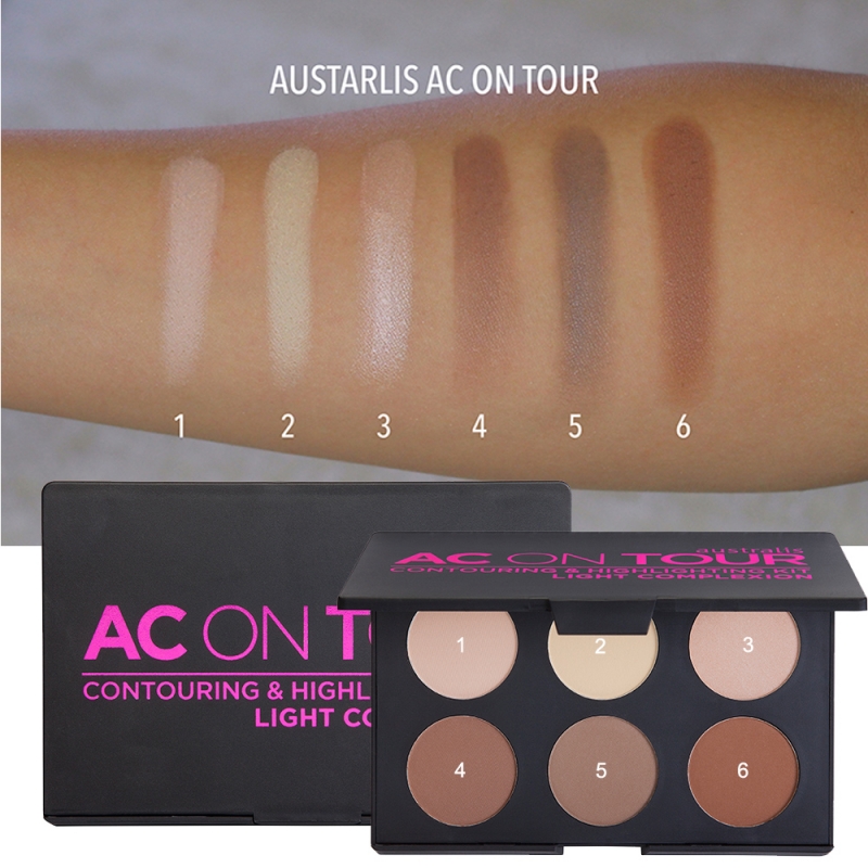 Bảng Tạo Khối & Bắt Sáng 6 Ô Australis Light AC On Tour Powder Contouring & Highlighting Palette bám màu
