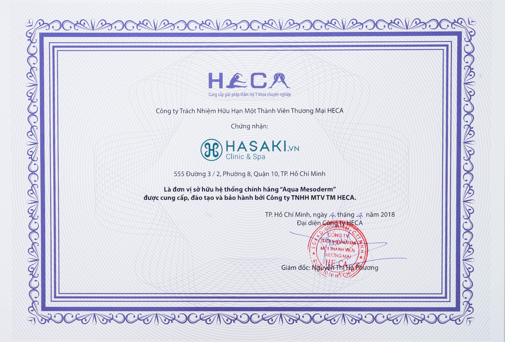 Hasaki Clinic cam kết sở hữu công nghệ Aqua Mesoderm chính hãng