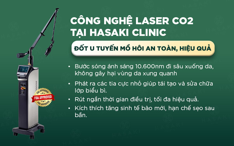 Đốt u ống tuyến mồ hôi - mụn thịt với công nghệ Laser CO2 tại Hasaki Clinic 