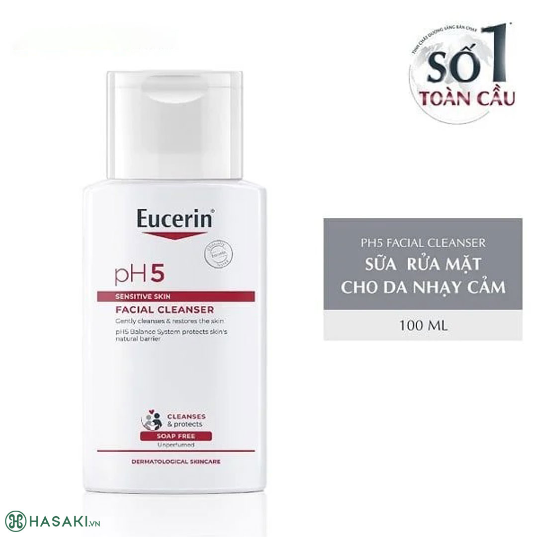 Sữa Rửa Mặt Eucerin pH5 Facial Cleanser Sensitive Skin Dịu Nhẹ Cho Da Nhạy Cảm