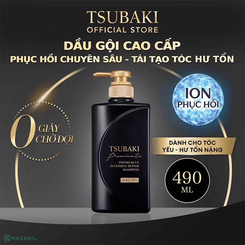 Dầu Gội Tsubaki Premium EX Intensive Repair Shampoo Phục Hồi Hư Tổn Nặng & Giảm Gãy Rụng 490ml