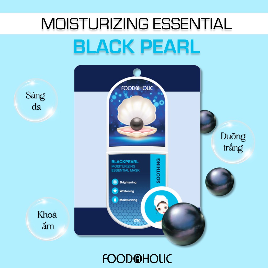 Combo 10 Mặt Nạ Black Pearl Chiết Xuất Ngọc Trai Dưỡng Ẩm Da Foodaholic Moisturizing Essential Mask Black Pearl 23g.