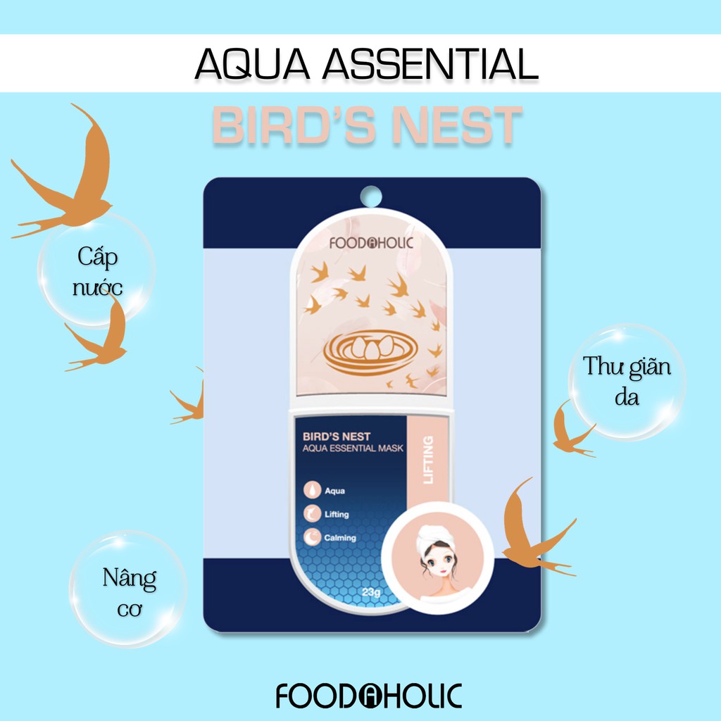 Combo 10 Mặt Nạ Bird's Nest Chiết Xuất Tổ Yến Cấp Nước, Nâng Cơ Foodaholic Bird's Nest Aqua Essential Mask 23g.