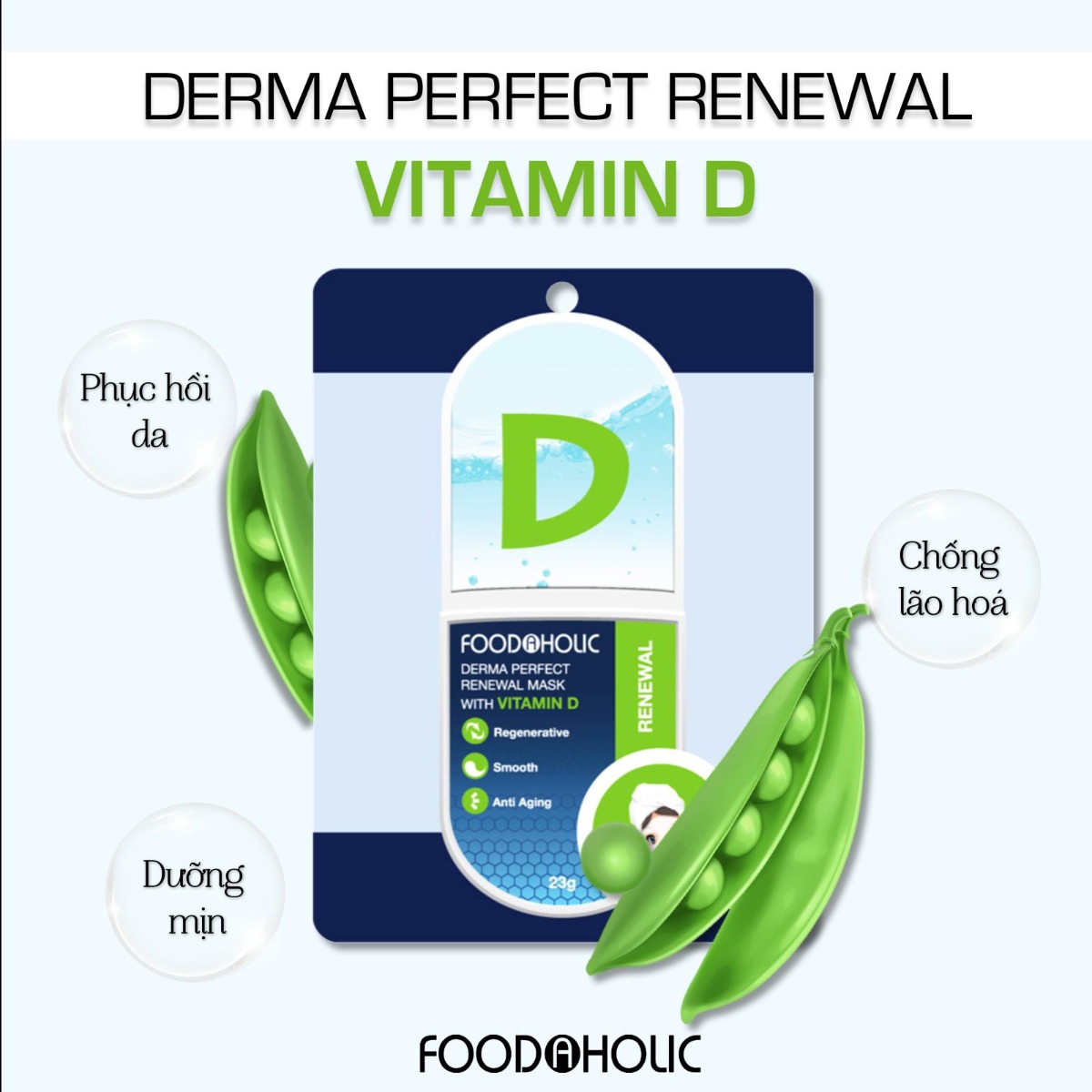 Combo 10 Mặt Nạ Vitamin D Phục Hồi, Tái Tạo Da Foodaholic Derma Perfect Renewal Mask With Vitamin D 23g.