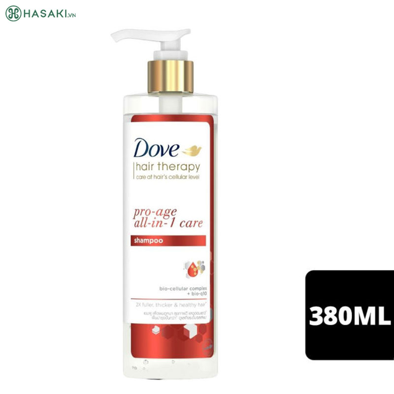 Dầu Gội Dove Hair Therapy Pro-Age All-In-1 Care Shampoo Tóc Phồng Dày & Ngăn Lão Hóa 
