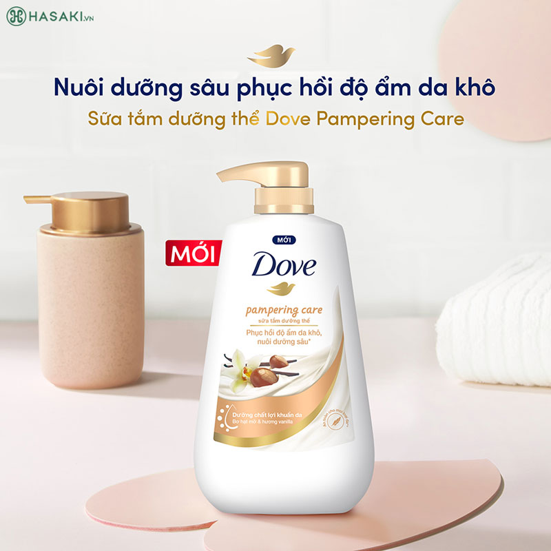 Sữa Tắm Dưỡng Thể Dove Pampering Care Phục Hồi Độ Ẩm Da Khô - Bơ Hạt Mỡ & Hương Vanilla 500g