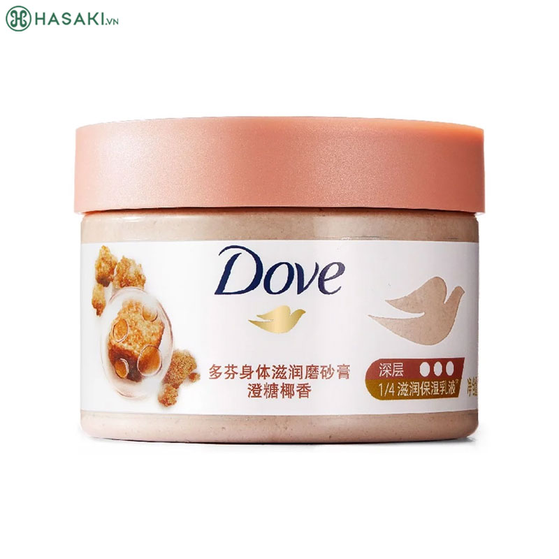 Smoothie Tẩy Da Chết Dove Moisturizing Body Scrub Sugar & Coconut Fragrance Đường Nâu & Hương Dừa 298g
