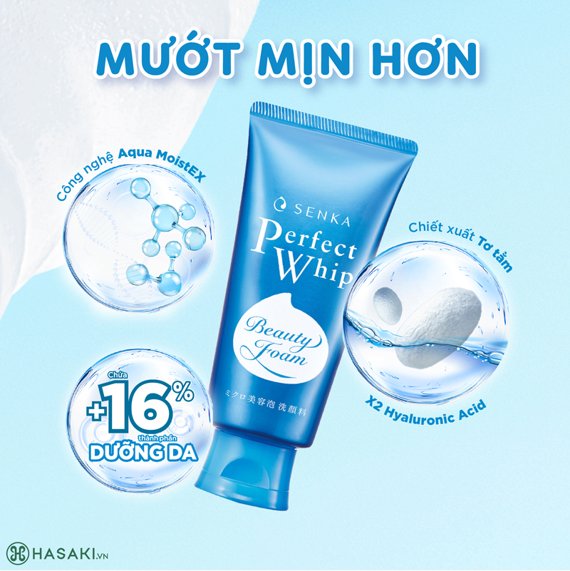 Sữa Rửa Mặt Senka Perfect Whip Facial Foam Wash Tạo Bọt Chiết Xuất Tơ Tằm Trắng 120g