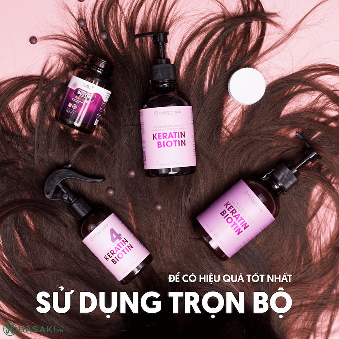 Dầu Gội Milaganics Keratin & Biotin Super Hair Loss Solution Shampoo 
