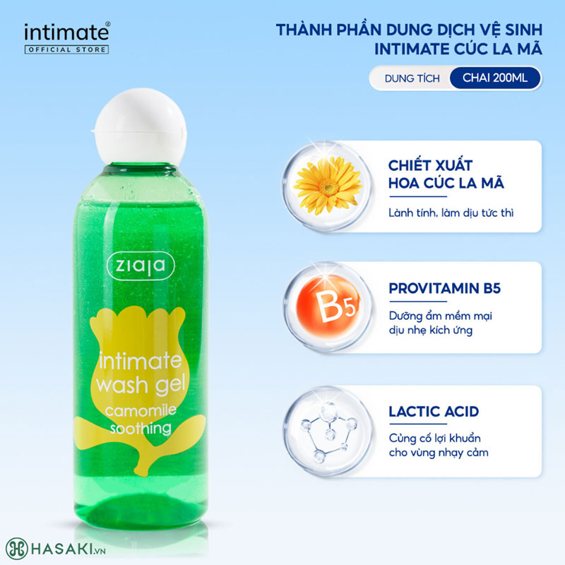 Dung Dịch Vệ Sinh Phụ Nữ Ziaja Intimate Wash Gel - Camomile Soothing Từ Cúc La Mã 200ml