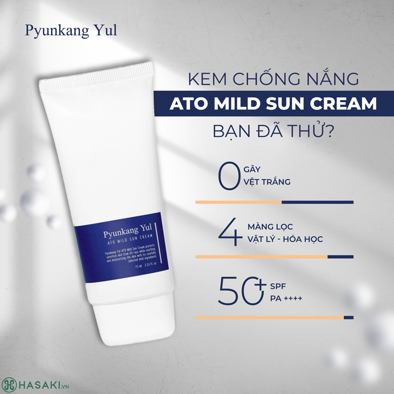 Kem Chống Nắng Pyunkang Yul ATO Mild Sun Cream SPF50+ PA++++ Phục Hồi Cho Da Nhạy Cảm