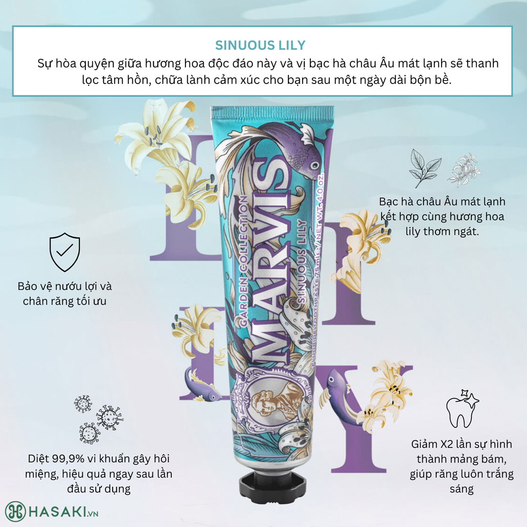 Kem Đánh Răng Marvis Sinuous Lily Garden Collection Toothpaste 75ml