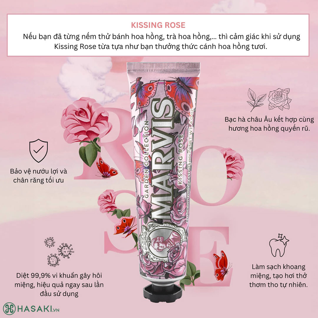 Kem Đánh Răng Marvis Kissing Rose Garden Collection Toothpaste 75ml