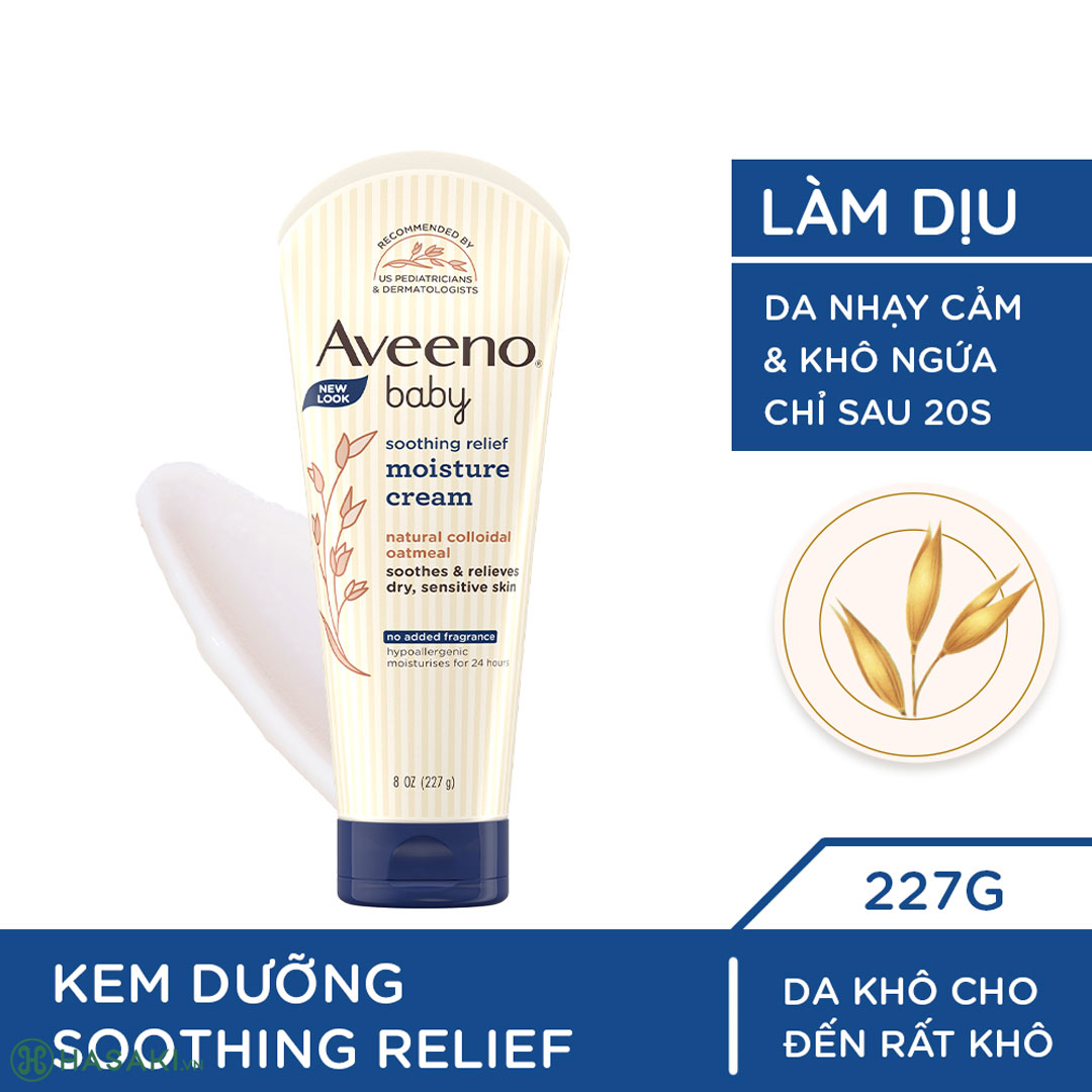 Kem Dưỡng Aveeno Baby Soothing Relief Moisture Cream Cho Da Khô, Nhạy Cảm 227g