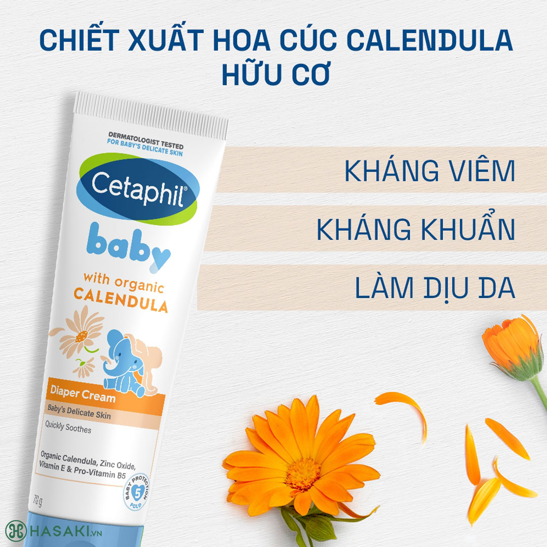 Kem Dưỡng Cetaphil Baby Diaper Cream Calendula Làm Dịu Hăm Tã Cho Bé 70g