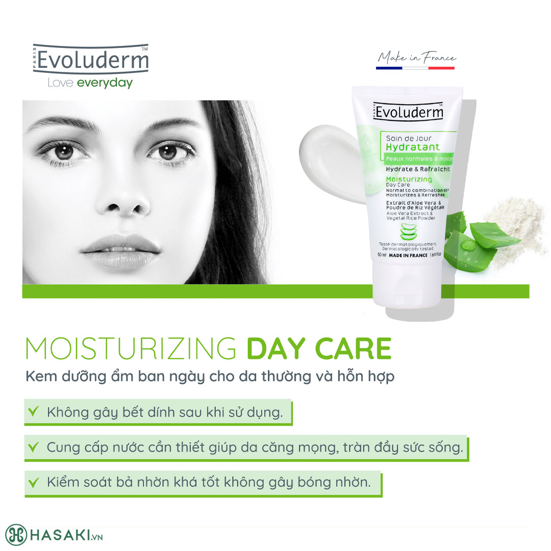 Kem Dưỡng Evoluderm Moisturizing Day Care Normal To Combination Skin Phục Hồi Cho Da Hỗn Hợp Ban Ngày 50ml 