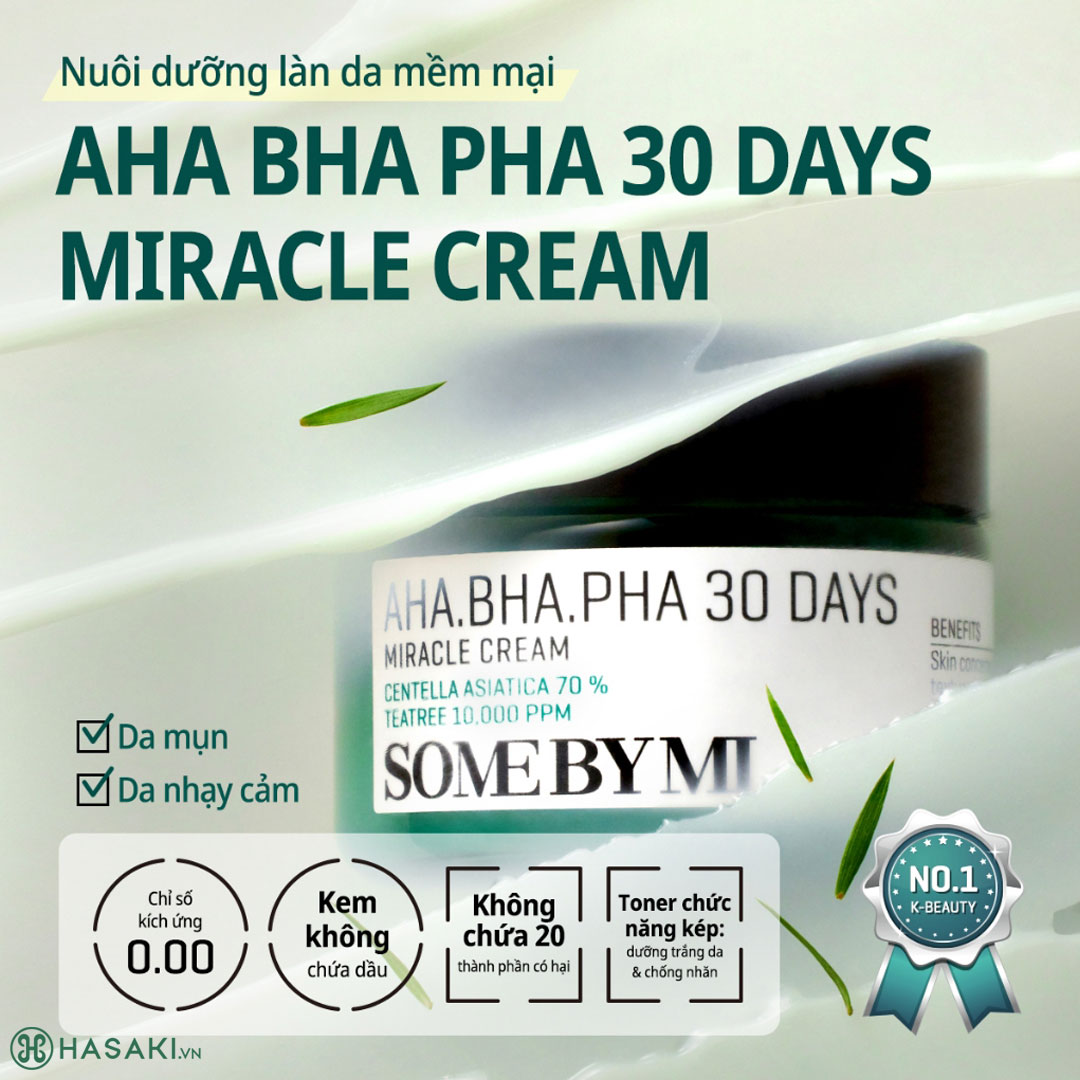 Kem Dưỡng Giảm Mụn Some By Mi AHA-BHA-PHA 30 Days Miracle Cream Tại Hasaki