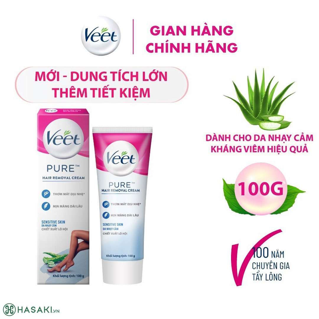 Kem Tẩy Lông Veet Pure Pure Hair Removal Cream - Sensitive Skin Dành Cho Da Nhạy Cảm 50g (Mới)