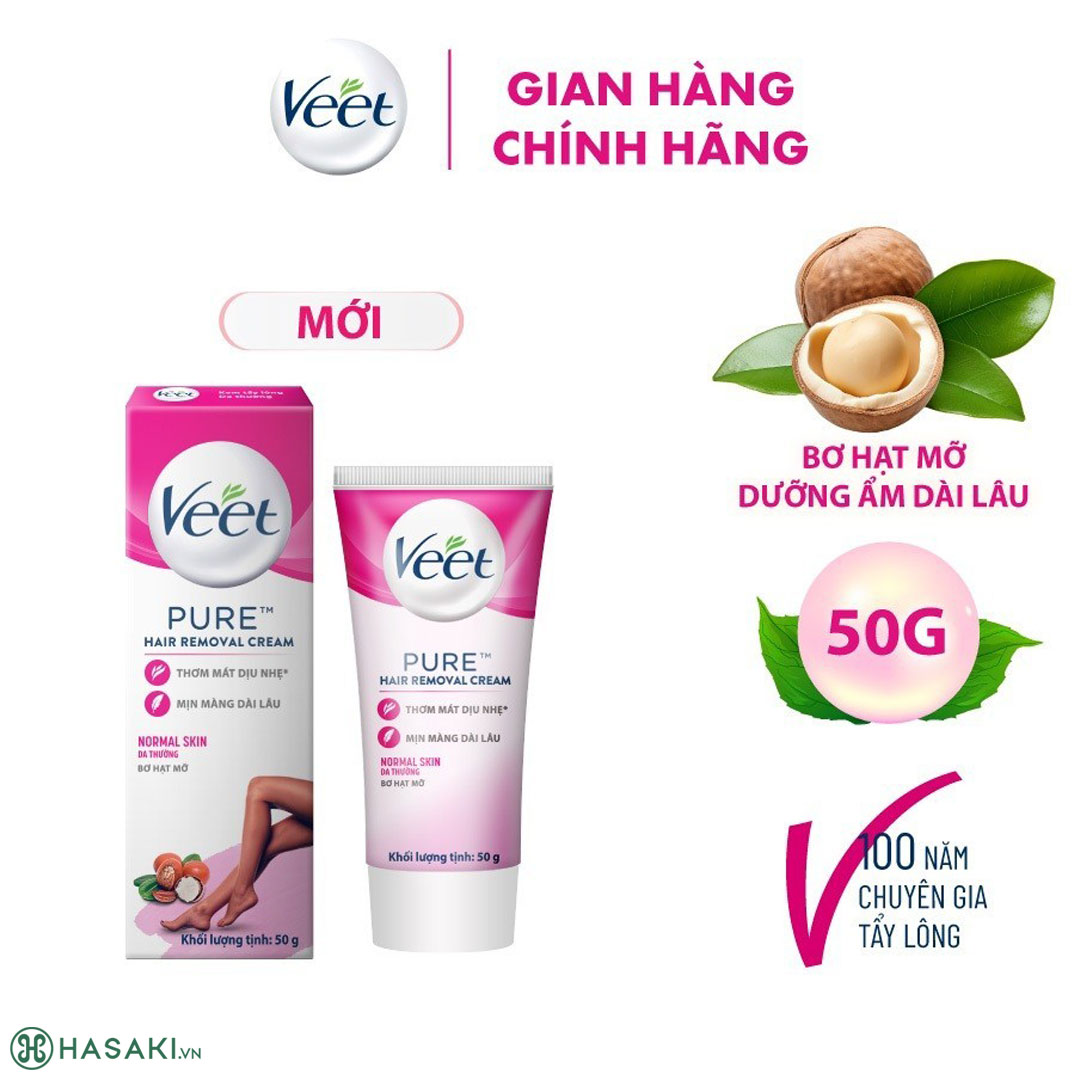 Kem Tẩy Lông Veet Pure Pure Hair Removal Cream - Normal Skin Dành Cho Da Thường 50g (Mới)