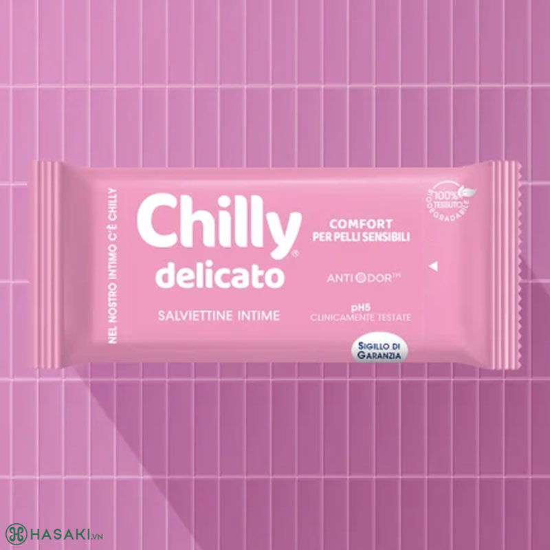 Khăn Lau Vệ Sinh Chilly Delicato Chiết Xuất Lô Hội Gói 12 Tờ