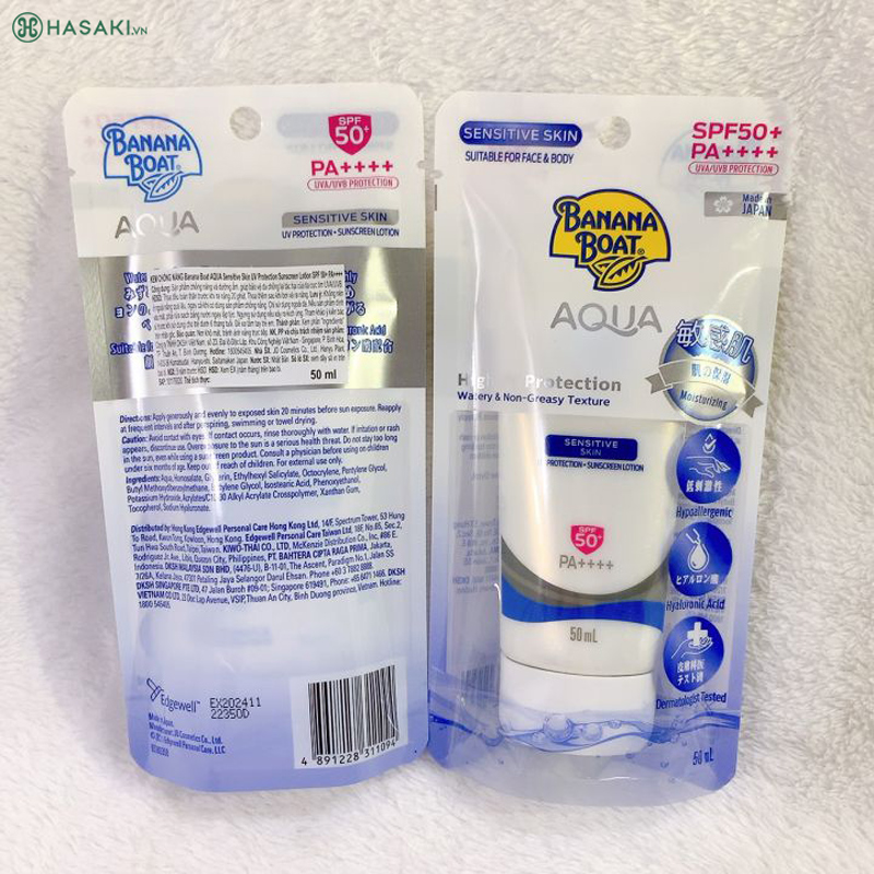 Sữa Chống Nắng Banana Boat Aqua Sensitive Skin SPF 50+ PA++++ Cho Da Nhạy Cảm