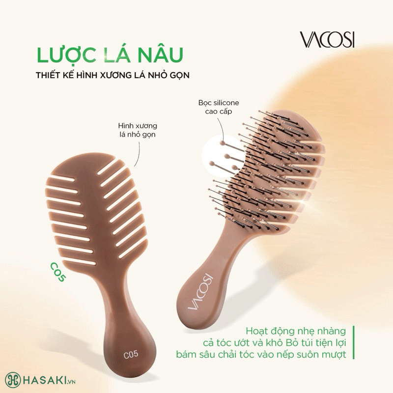 Lược Nhựa Vacosi Travel Detangle Hairbrush Gỡ Rối C05 (Dạng Bỏ Túi)